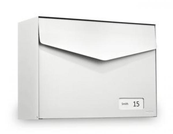 MEFA Briefkasten Letter (113) Reinweiß mit Namenschild RAL 9010 Wandbriefkasten